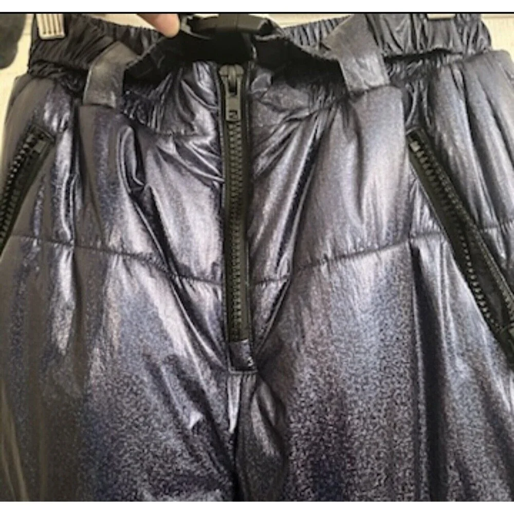Clubb Exx metallic Blue Ski Snow Pants Xs Dollz Kill Iridescent‎ Puffer Shimmery